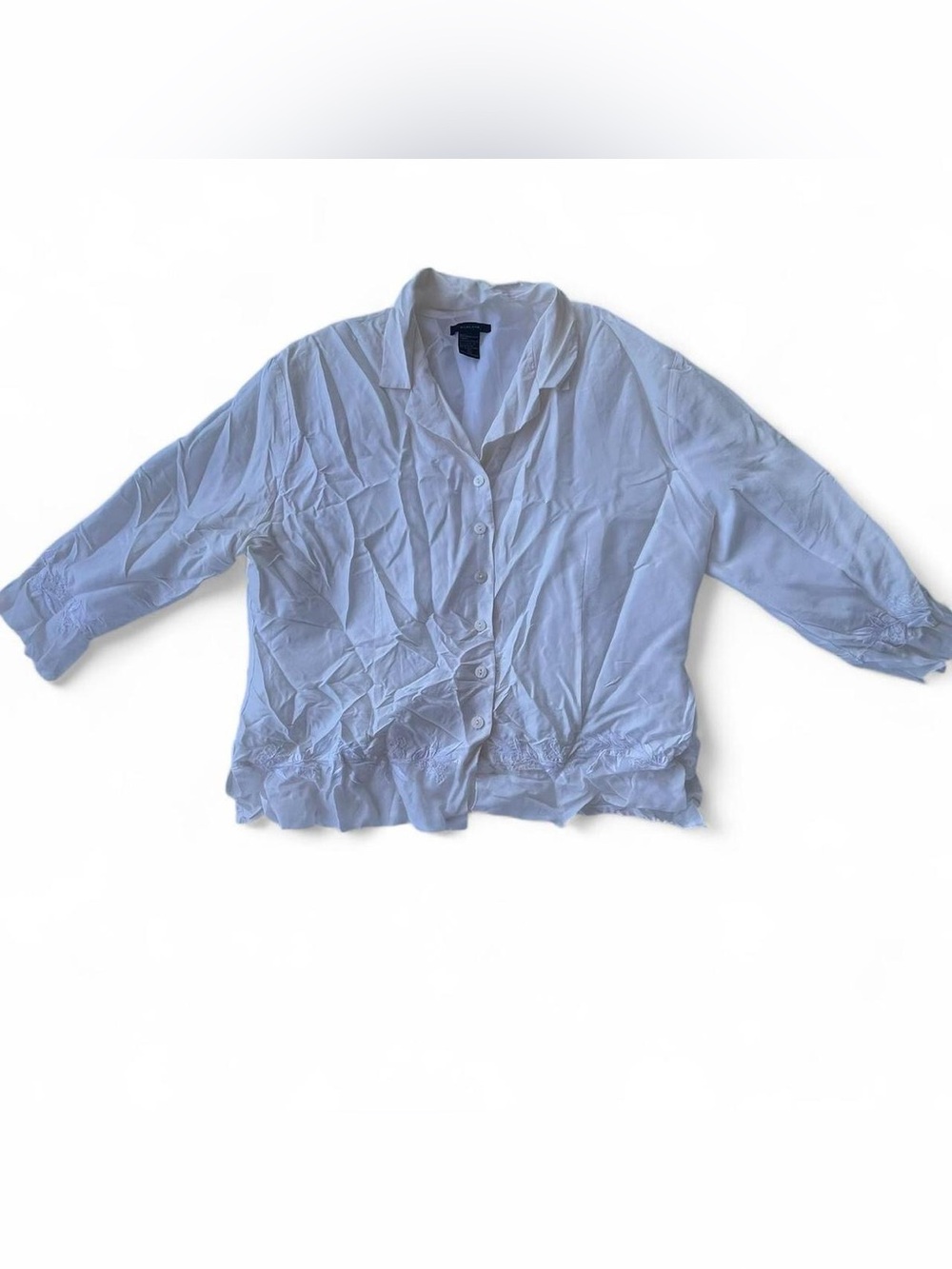 Silkland White 100% Pure Silk Button Down Blouse Size XL Luxury Classic Top